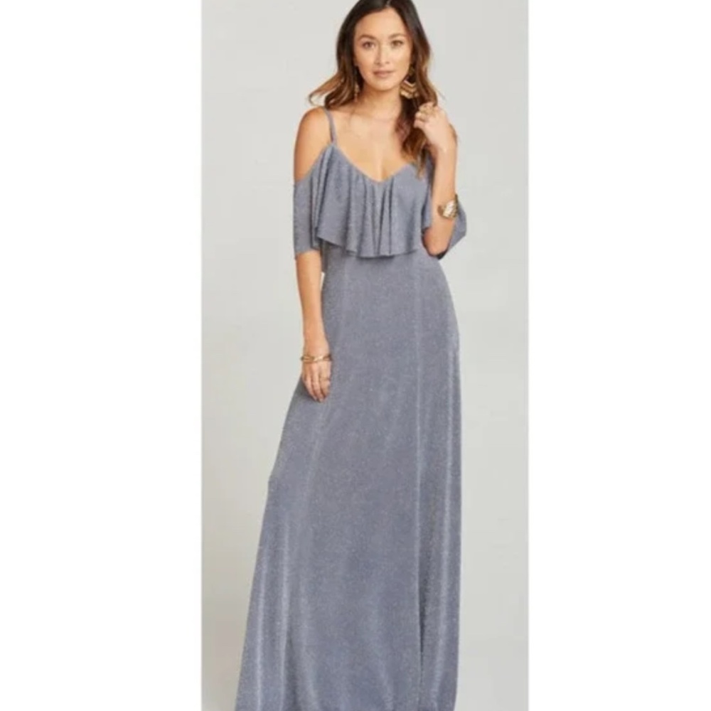 Show Me Your Mumu Renee Ruffle Maxi Dress Dancing Queen Shine Smoke